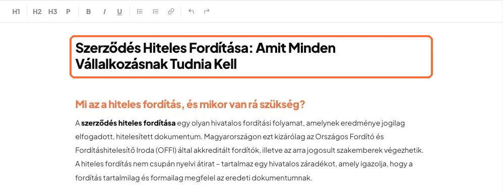 A szerkesztő felülete