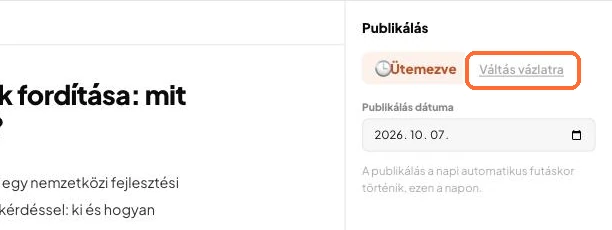 A Váltás vázlatra gomb