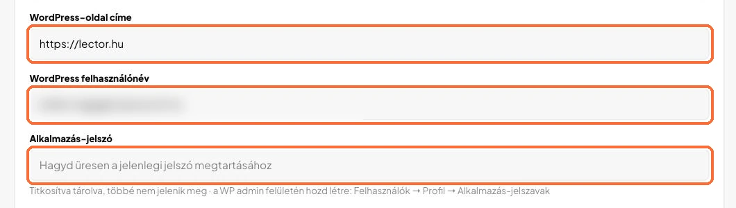 A kitöltött WordPress űrlap