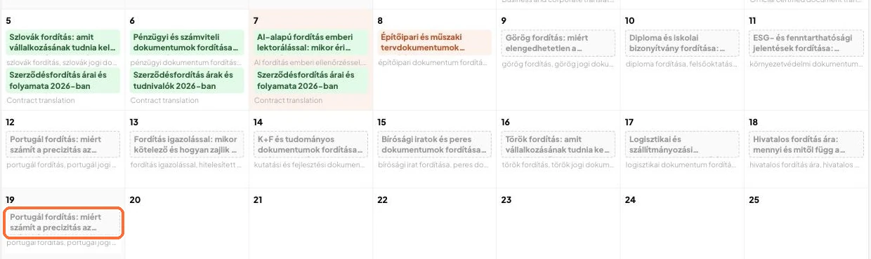 Der Artikel am neuen Tag im Kalender