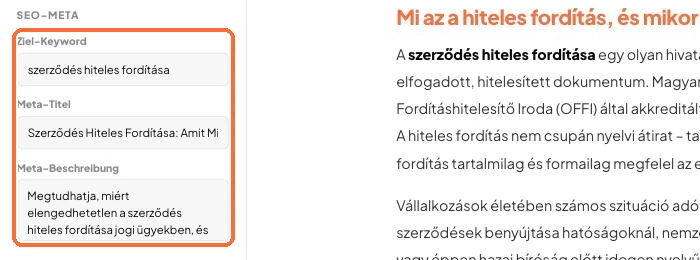 Das SEO-Meta-Panel und die Checkliste