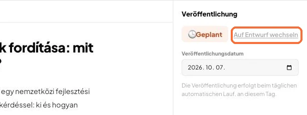 Der Button Auf Entwurf wechseln