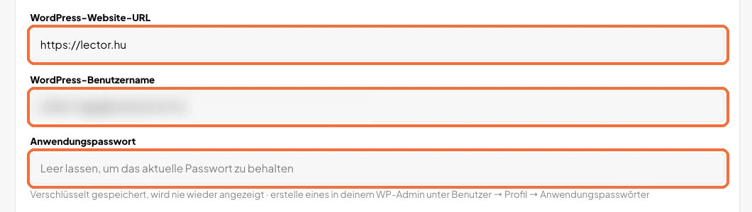 Das ausgefüllte WordPress-Formular