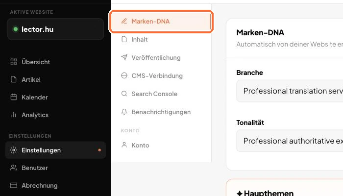 Die Seite Marken-DNA