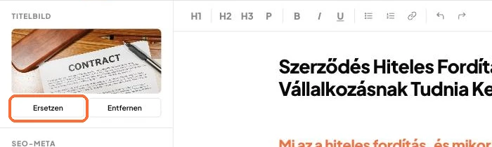 Das Panel Titelbild mit dem Button Ersetzen