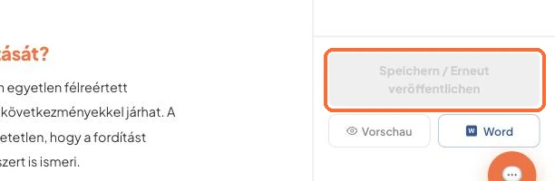 Der Button Speichern unten rechts im Editor