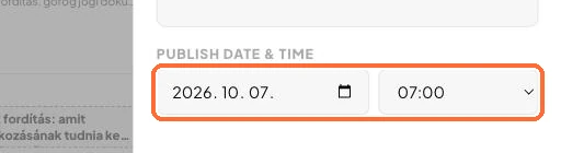 The Publish date & time field in the Article details panel