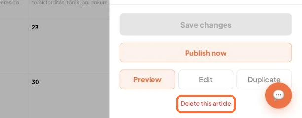 The Delete this article button in the Article details panel