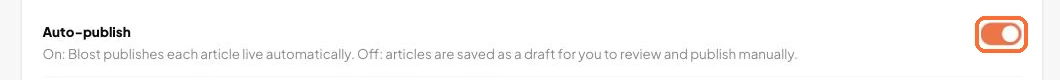 The Auto-publish toggle switched off
