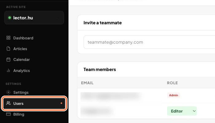 The Users page