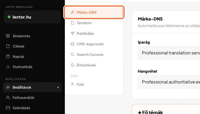 A Márka-DNS oldal